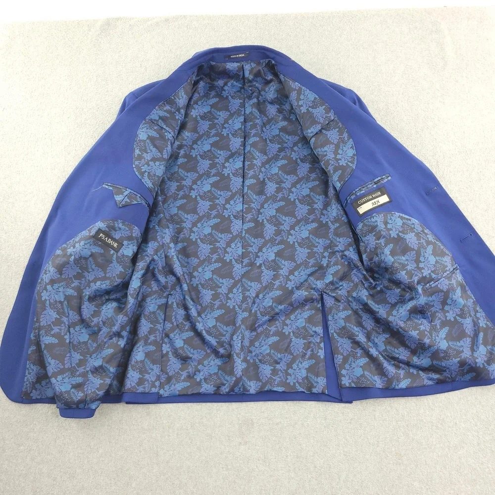 Jos A Bank Suit Jacket Mens 40S Blue Solid Wool Stretch Custom Made Blazer